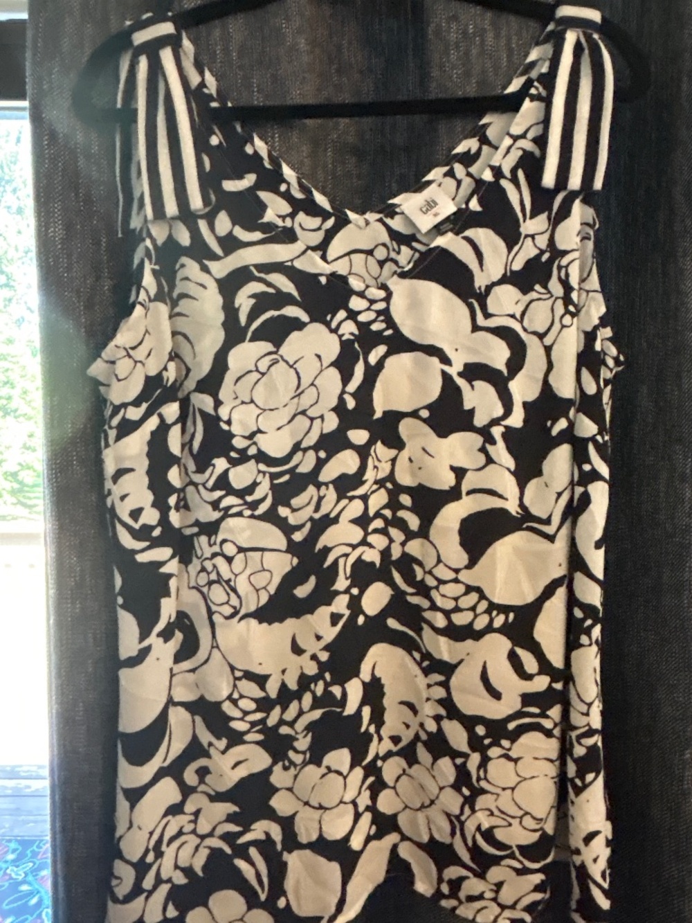 CABI navy and white floral blouse